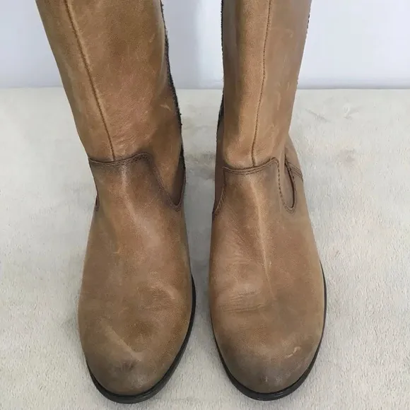 Gianni Bini Women’s Western Style Leather Brown Boots W/Buckle Brown Size 7.5