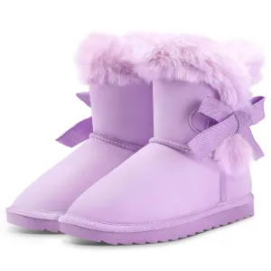 Girls Bow Tie Warm Fur Lined Snow Boots