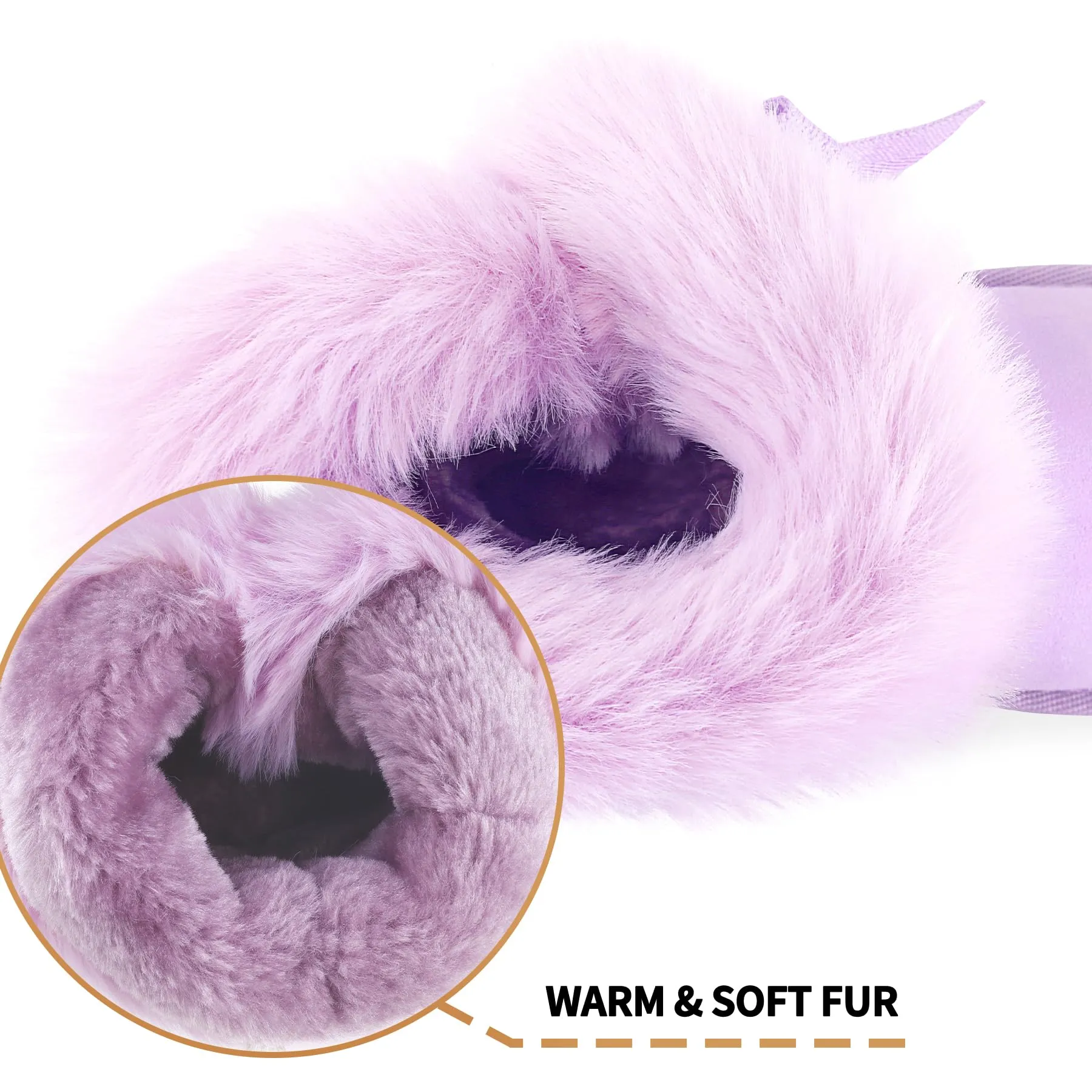 Girls Bow Tie Warm Fur Lined Snow Boots