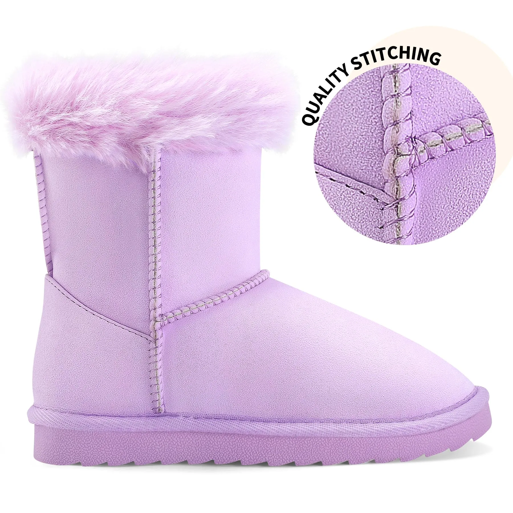 Girls Bow Tie Warm Fur Lined Snow Boots
