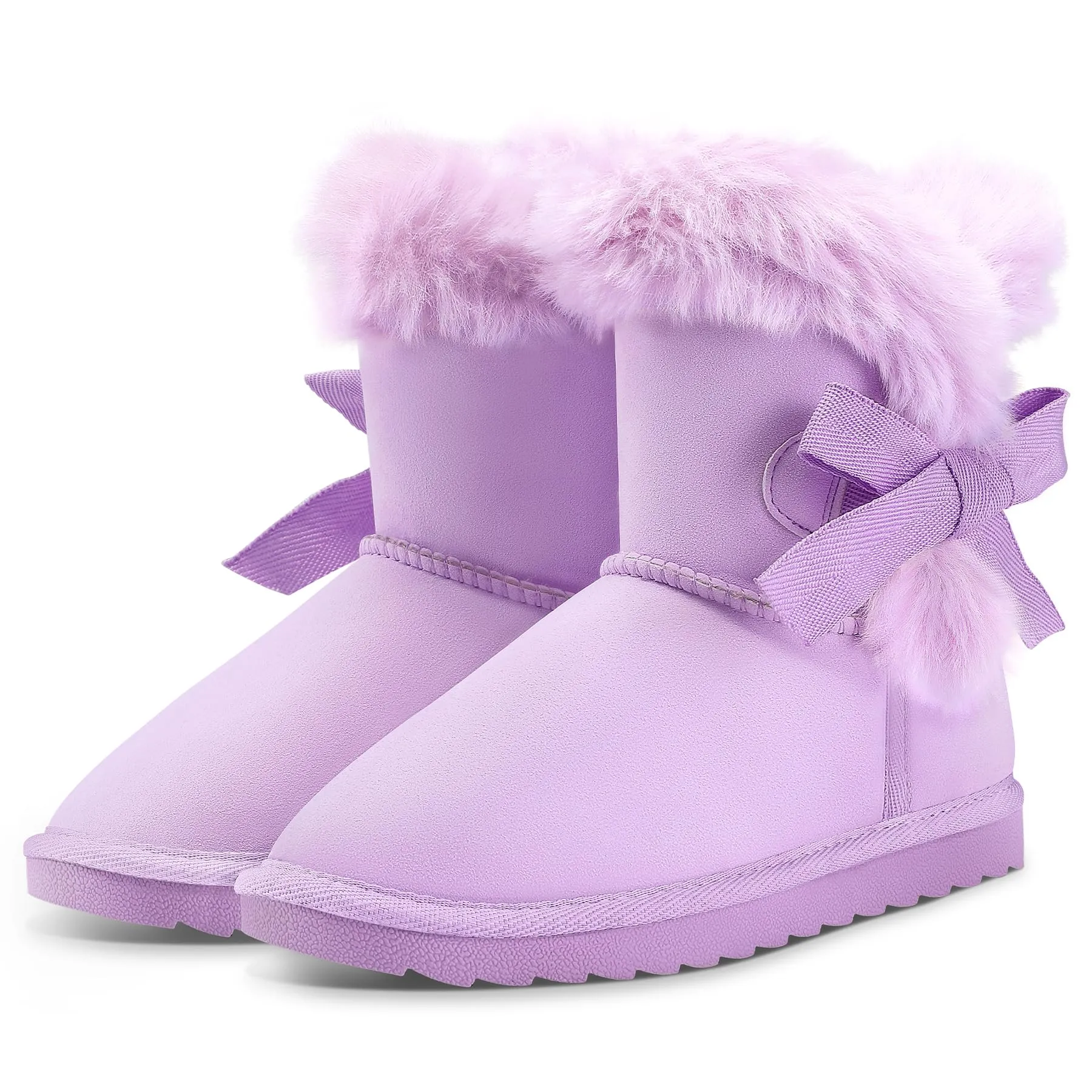 Girls Bow Tie Warm Fur Lined Snow Boots