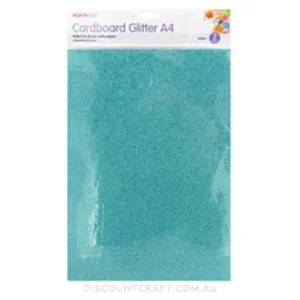 Glitter Cardboard A4 300gsm 2pk - Teal