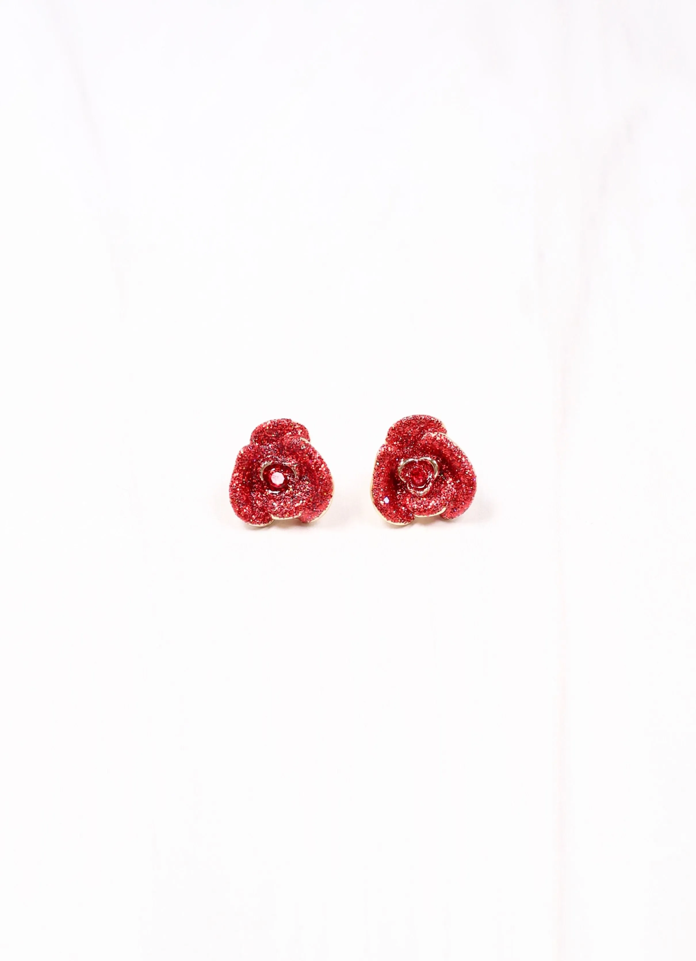 Glitter Rose Earring RED