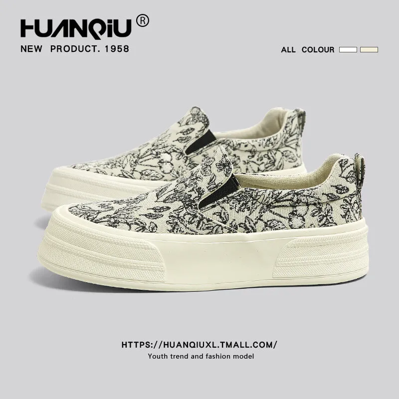 Global Platform Canvas Shoes for Women – 2024 New Autumn Retro Slip-On Sneakers