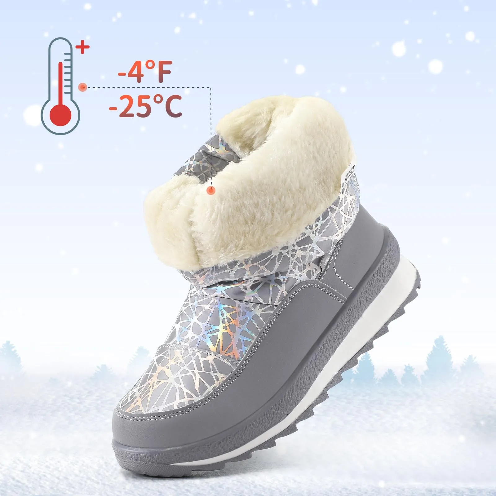 Gray Laser Line Side Zip Kids Rain Boots