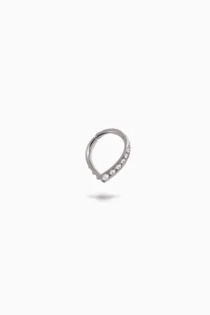 HANNAH MARTIN | WHITE GOLD STUDDED TEARDROP HOOP