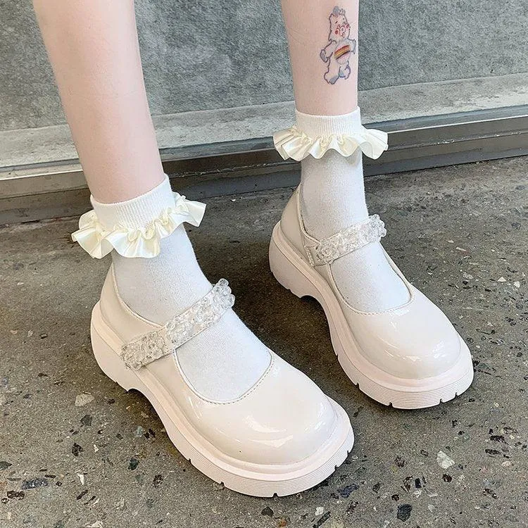 High Heels Thick Heel JK Uniform Big Toe Shoes Platform Small Leather Shoes Women