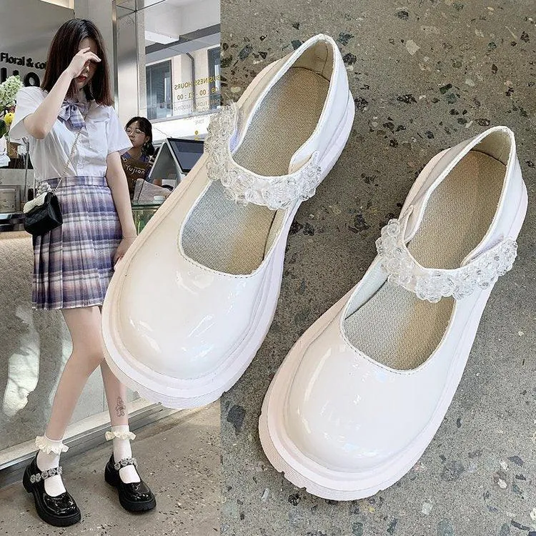 High Heels Thick Heel JK Uniform Big Toe Shoes Platform Small Leather Shoes Women