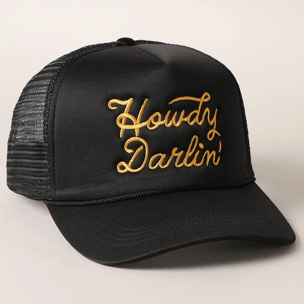Howdy Darlin' Embroidered Mesh Back Trucker Cap | Stuffology Boutique
