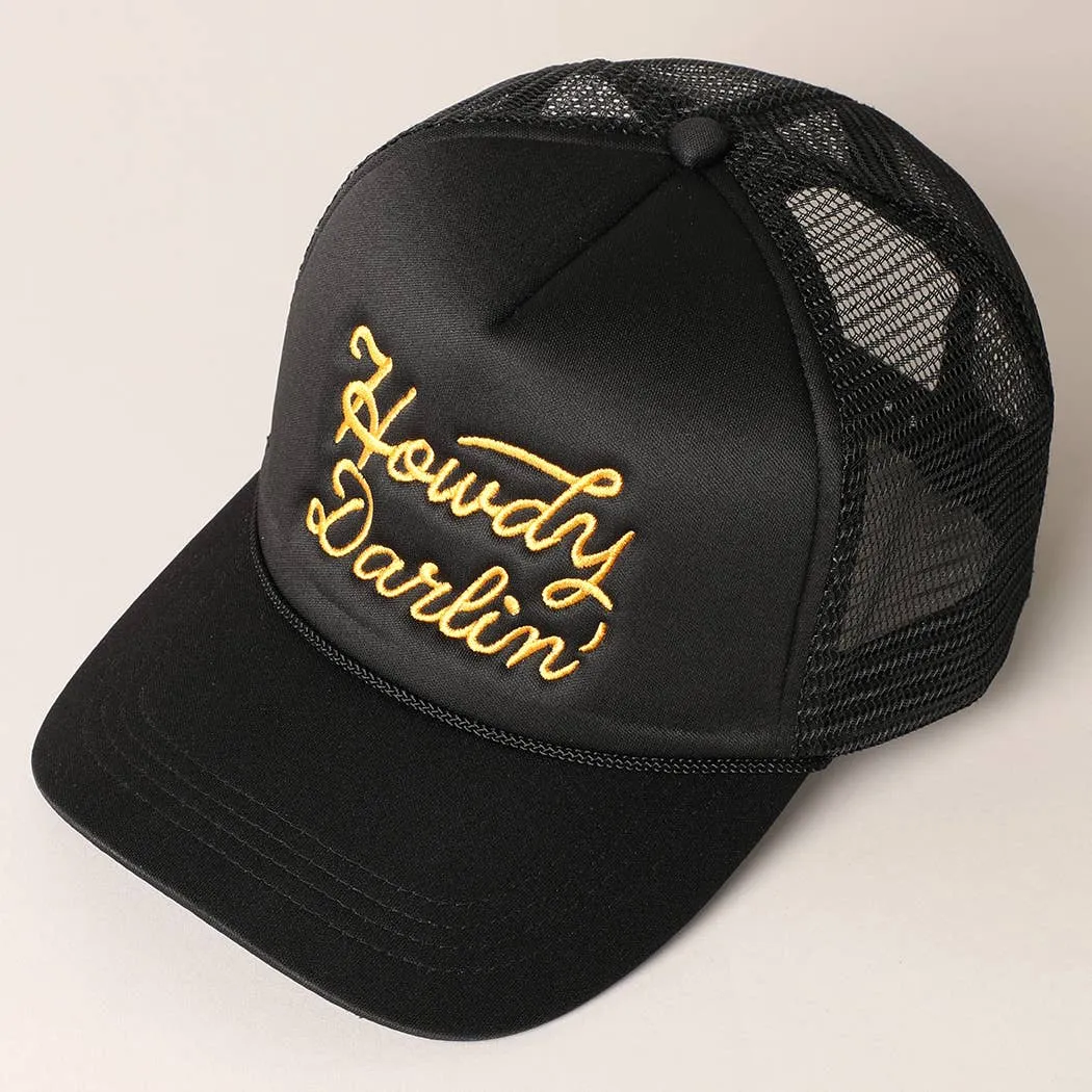 Howdy Darlin' Embroidered Mesh Back Trucker Cap | Stuffology Boutique