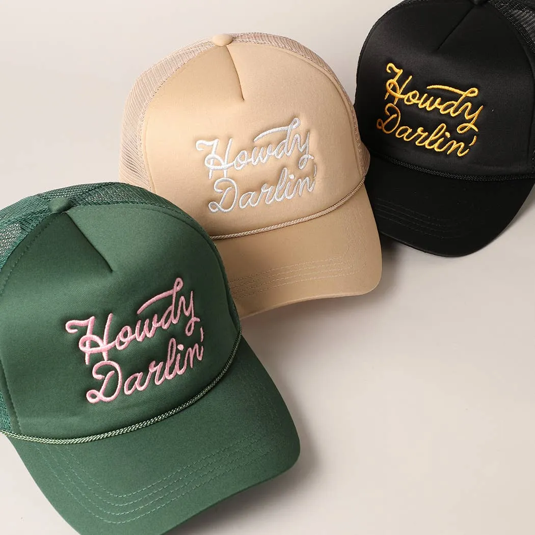 Howdy Darlin' Embroidered Mesh Back Trucker Cap | Stuffology Boutique