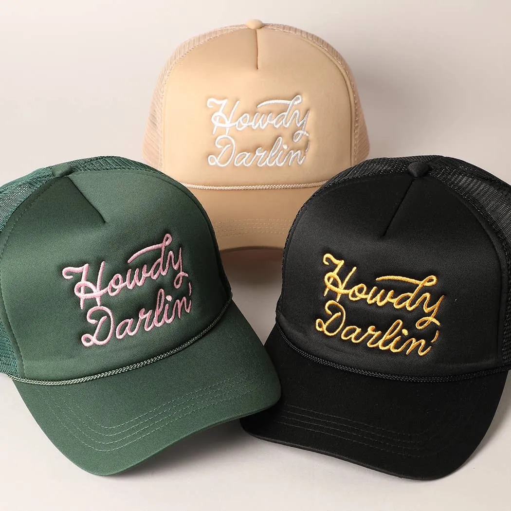 Howdy Darlin' Embroidered Mesh Back Trucker Cap | Stuffology Boutique