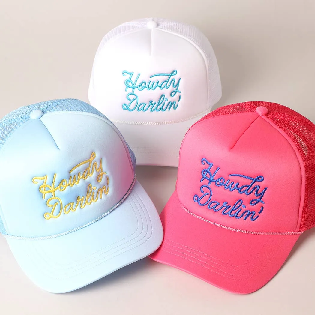 Howdy Darlin' Embroidered Mesh Back Trucker Cap | Stuffology Boutique