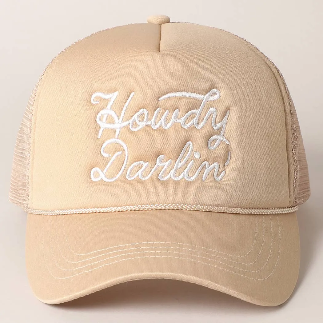 Howdy Darlin' Embroidered Mesh Back Trucker Cap | Stuffology Boutique