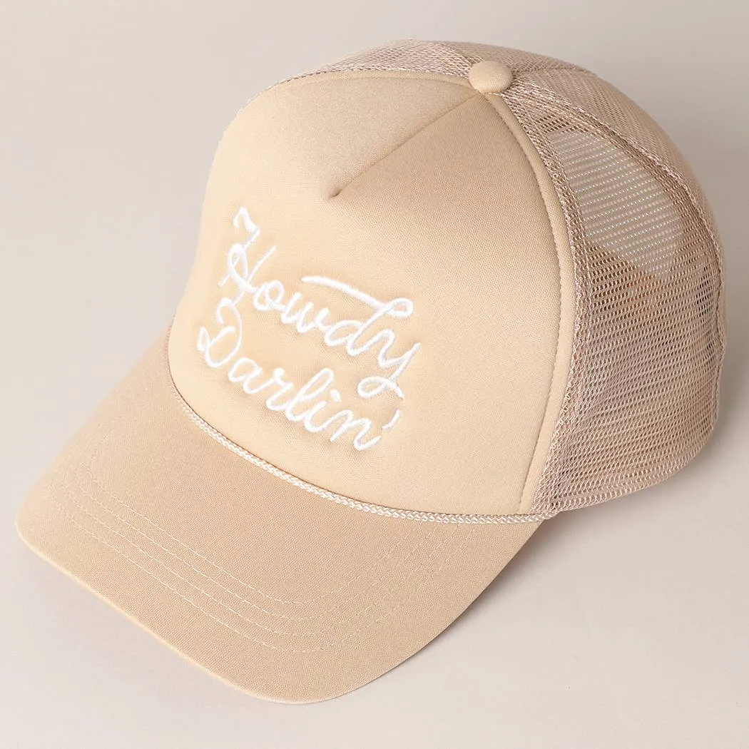 Howdy Darlin' Embroidered Mesh Back Trucker Cap | Stuffology Boutique