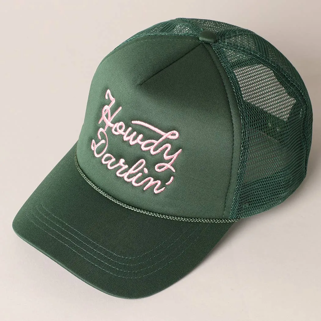 Howdy Darlin' Embroidered Mesh Back Trucker Cap | Stuffology Boutique