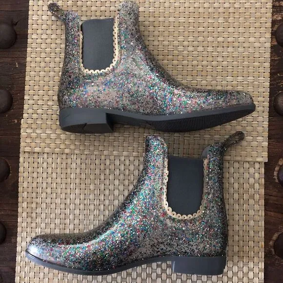 Jack Rogers Sallie Sparkle Ankle Rain Boots Size 8