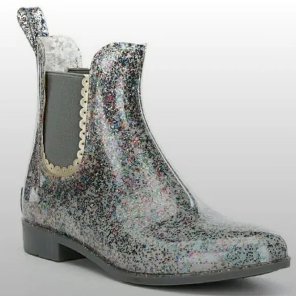 Jack Rogers Sallie Sparkle Ankle Rain Boots Size 8