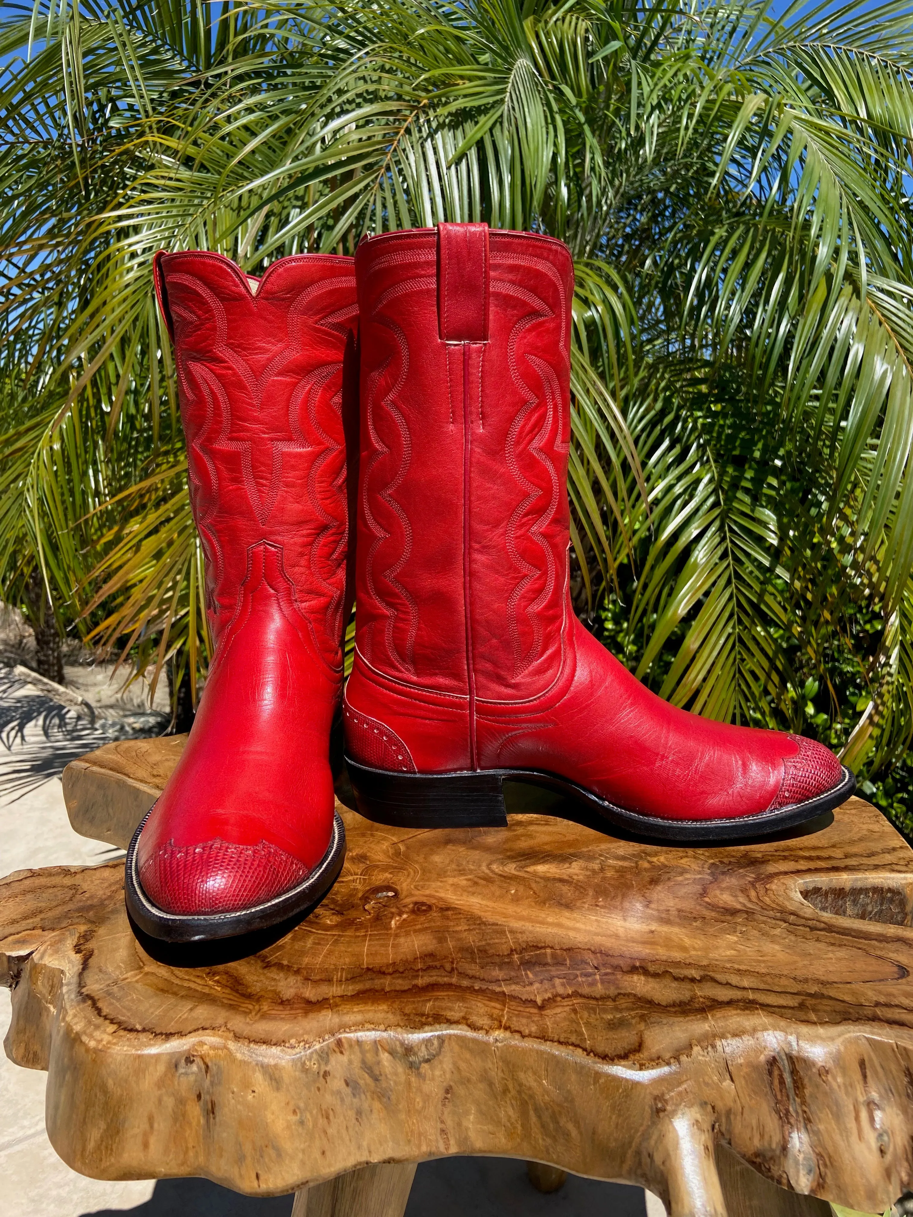 James Leddy Lizard Wingtip and Heels Cowboy Boots 10 D