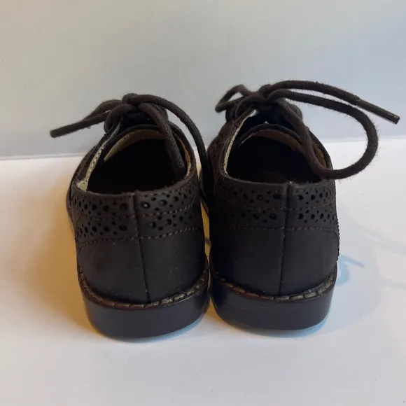 Janie and Jack Wingtip Brown Chocolate‎ Nubuck Leather Kids Lace Up  Dress Shoes