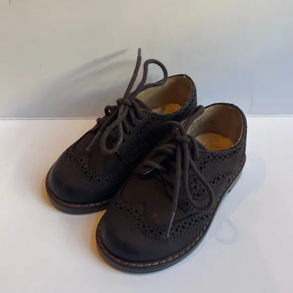 Janie and Jack Wingtip Brown Chocolate‎ Nubuck Leather Kids Lace Up  Dress Shoes