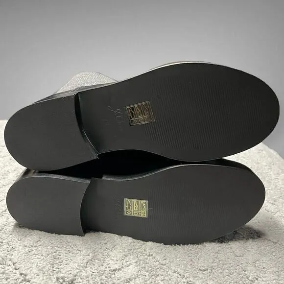 J.Crew Rib-cuff boots in Italian leather Black Gray Size 8 NWB
