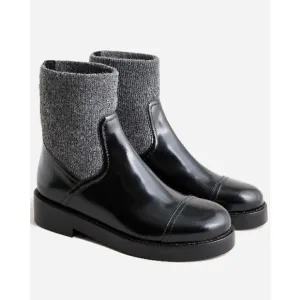 J.Crew Rib-cuff boots in Italian leather Black Gray Size 8 NWB