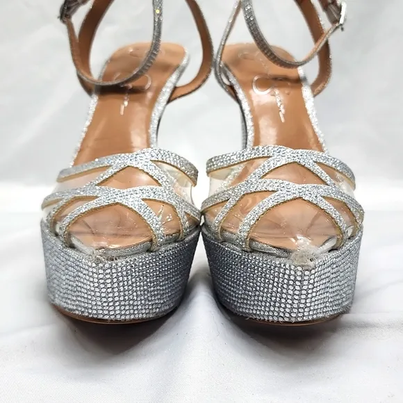 JESSICA SIMPSON●OLUINA● EMBELLISHED●PLATFORM PUMP●SILVER/CLEAR ●LADIES 7.5●NWOB●