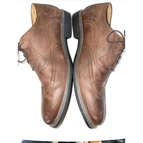 Johnston &amp; Murphy XC4 Sheepskin Wingtip Oxfords Mens Size 13 M Brown Leather