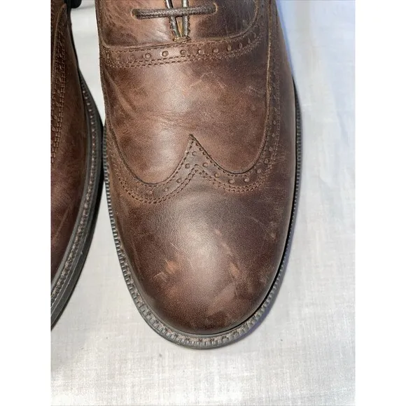 Johnston &amp; Murphy XC4 Sheepskin Wingtip Oxfords Mens Size 13 M Brown Leather