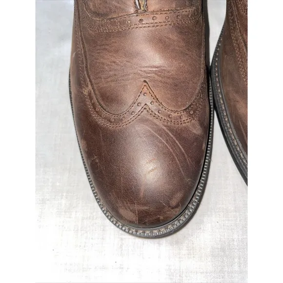 Johnston &amp; Murphy XC4 Sheepskin Wingtip Oxfords Mens Size 13 M Brown Leather