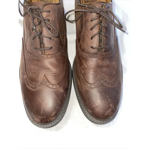 Johnston &amp; Murphy XC4 Sheepskin Wingtip Oxfords Mens Size 13 M Brown Leather