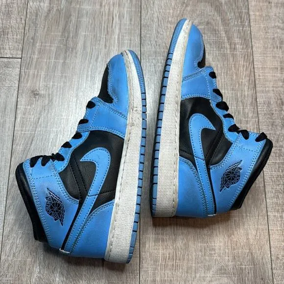 JORDAN 1 MID Unisex University Blue Black Athletic Basketball Shoes Sneakers