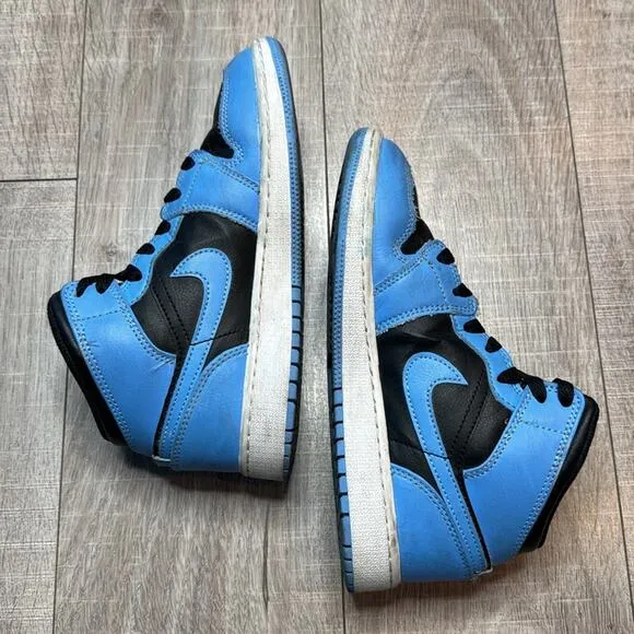 JORDAN 1 MID Unisex University Blue Black Athletic Basketball Shoes Sneakers