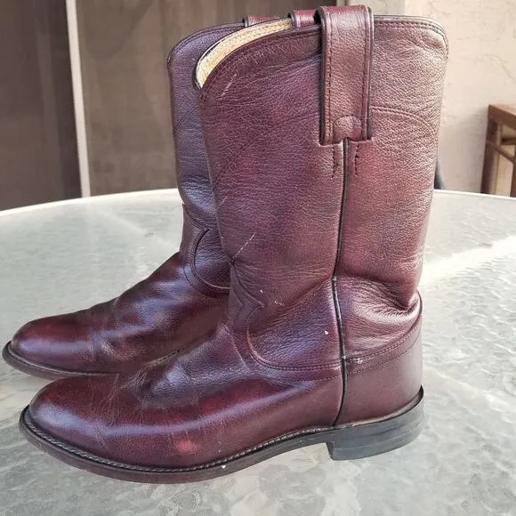Justin Mens &quot;Roper&quot; #3718  Leather Boots Flawed But Lots Of Wear Left Size 6.5 C