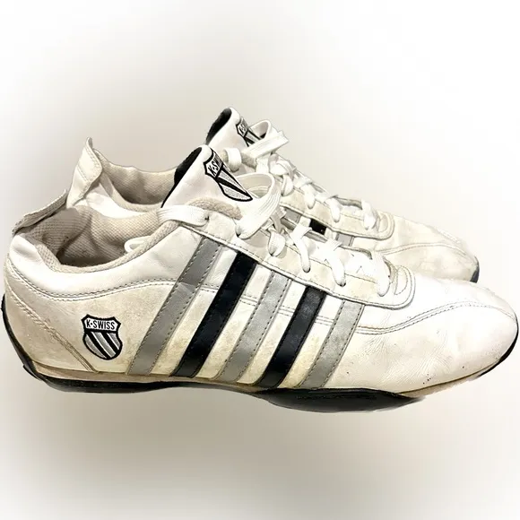 K-Swiss Cross Trainer Track White Leather Sneaker SZ 11 01290129 LOW 182215/K-50