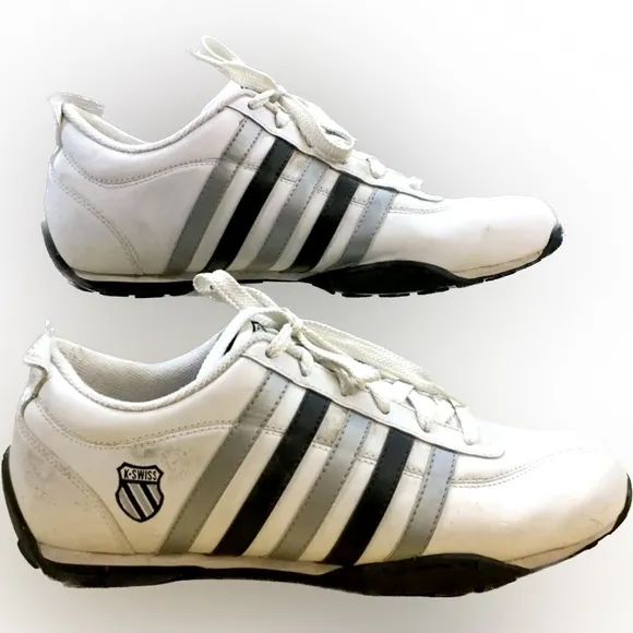 K-Swiss Cross Trainer Track White Leather Sneaker SZ 11 01290129 LOW 182215/K-50