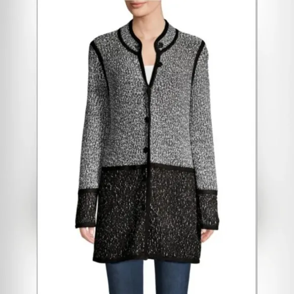KARL LAGERFELD PARISColorblock Cotton-Blend Long Cardigan SzXL