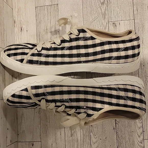 Kate Spade Vale Gingham Black‎ And Cream Sneakers Size 9