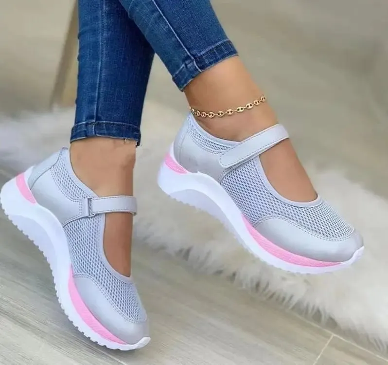 Knitted Women's Thick Sole Single Shoes Women's Grid Casual Women's Shoes Sneakers Women