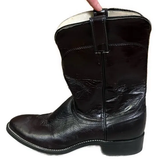 Laredo Men’s Black Cherry Leather Pull On Western Boots- Size 10