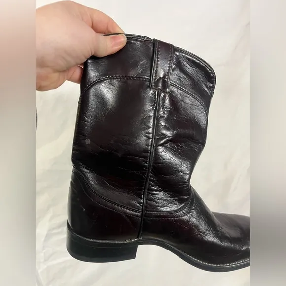 Laredo Men’s Black Cherry Leather Pull On Western Boots- Size 10