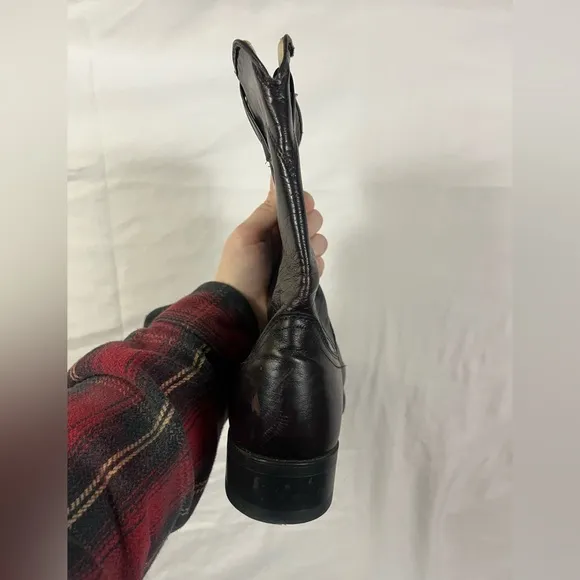 Laredo Men’s Black Cherry Leather Pull On Western Boots- Size 10