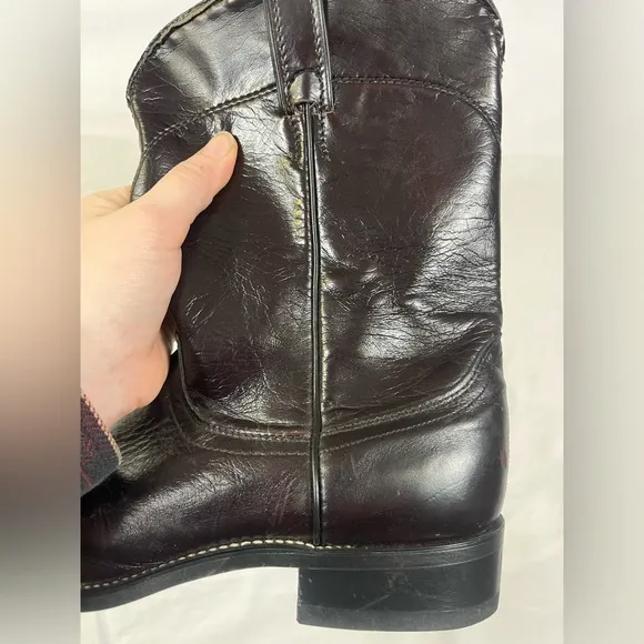 Laredo Men’s Black Cherry Leather Pull On Western Boots- Size 10