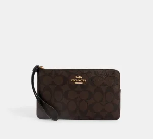 Large Corner Zip Wristlet In Signature Canvas