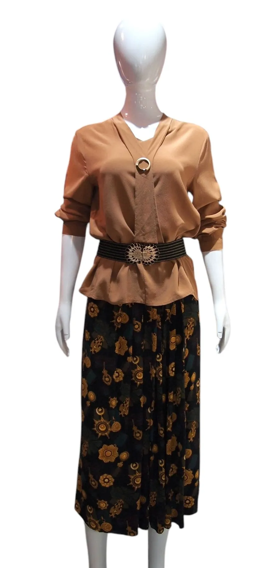 Latte Elegance - Silk Coffee Colored 3/4 Sleeve Top
