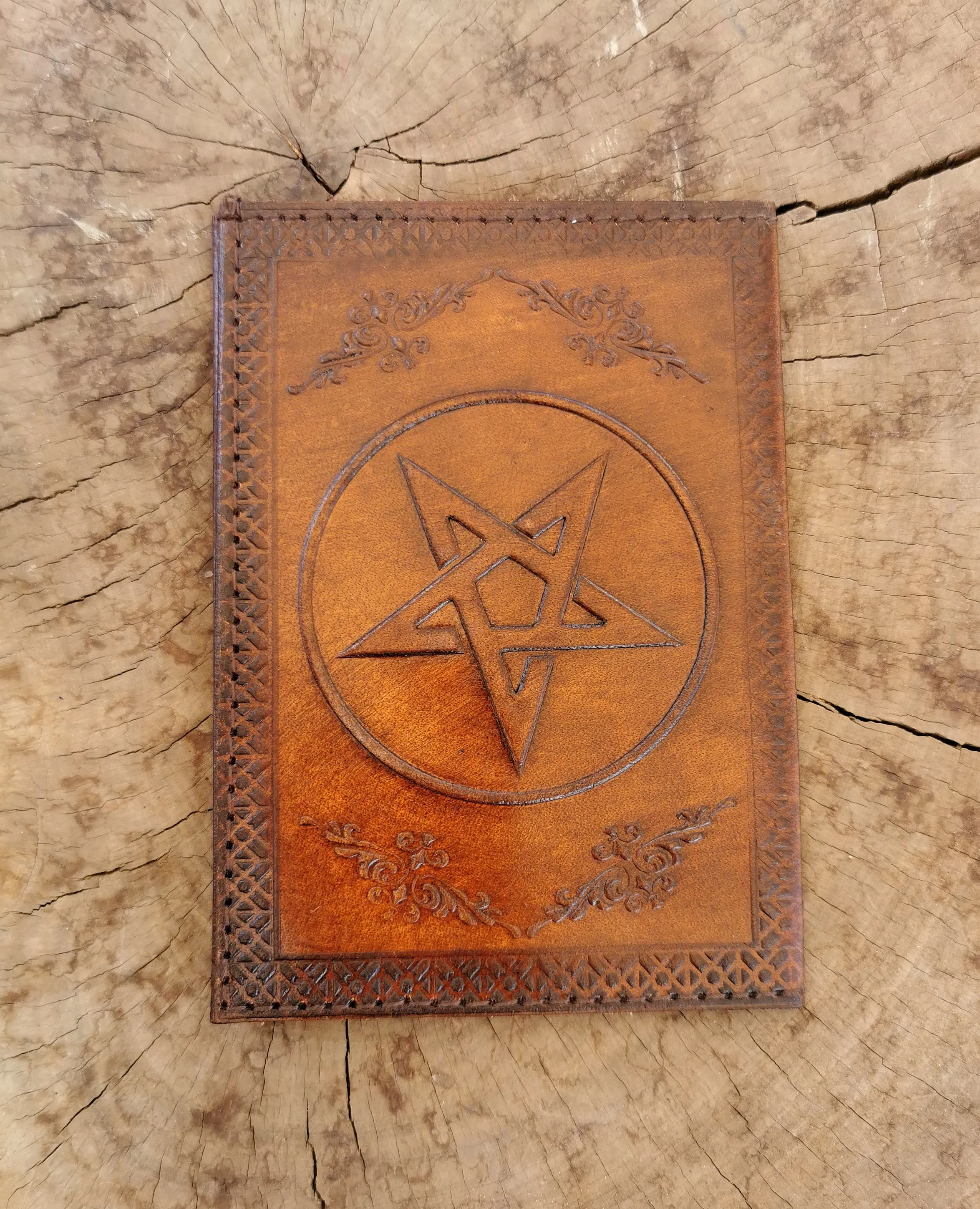 Leather Pentacle Passport Holder