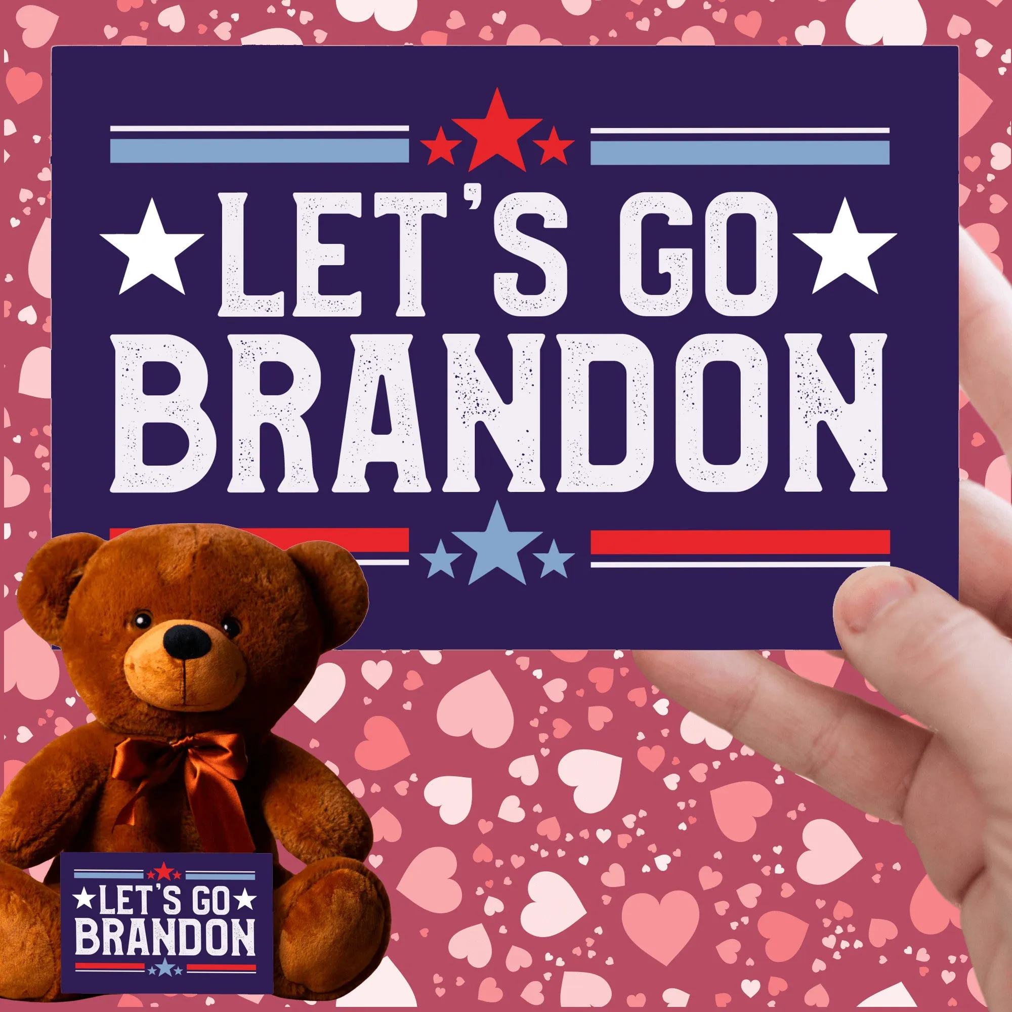 Let's Go Brandon Teddy Bear with Message Card, PRICE INCLUDES FREE SHIPPING, Stuffed Animal, Political