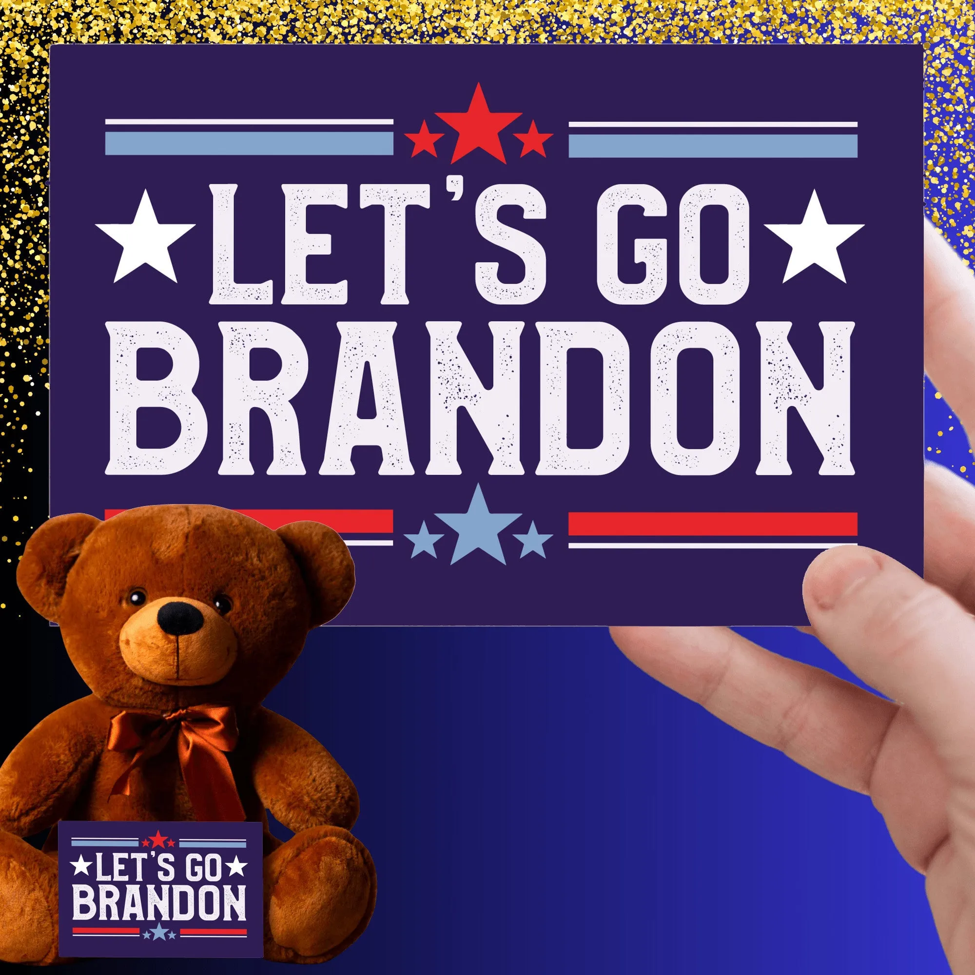 Let's Go Brandon Teddy Bear with Message Card, PRICE INCLUDES FREE SHIPPING, Stuffed Animal, Political