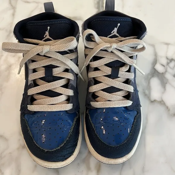 Little Kids Air Jordan 1 Mid SE Craft - Obsidian White Fr Blue - size 1Y w box
